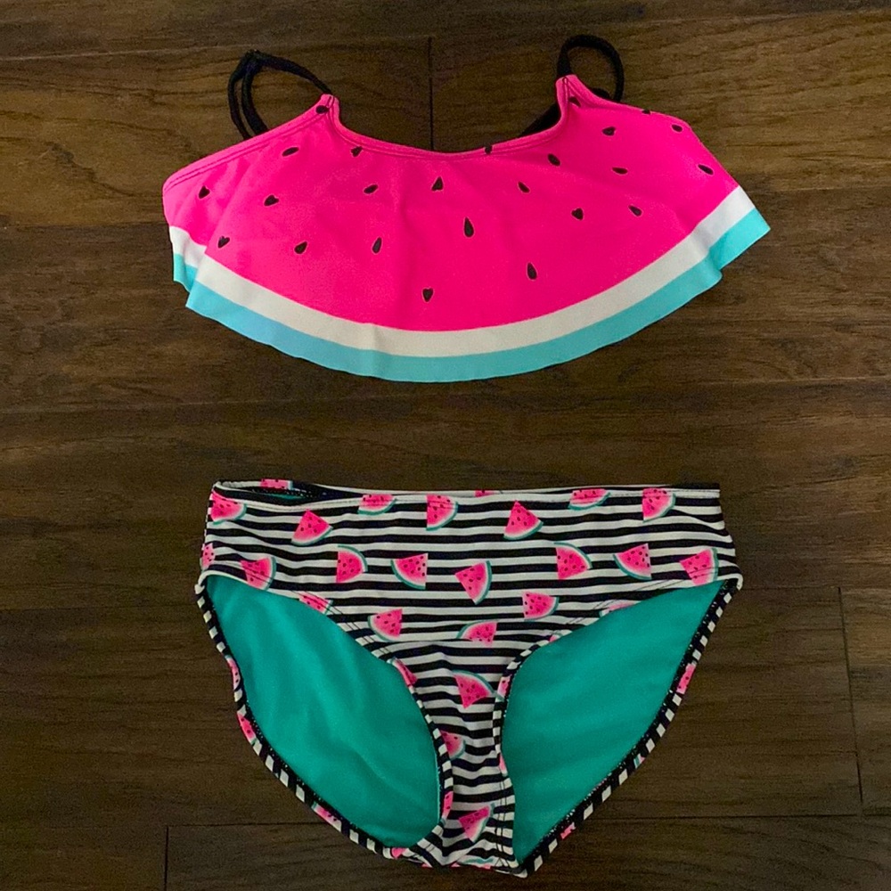 Kids watermelon swimsuit with adjustable straps